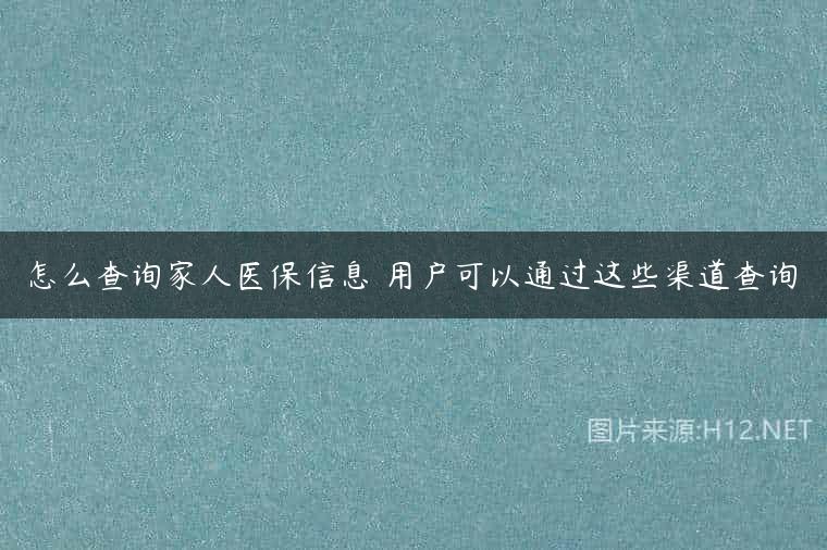 怎么查询家人医保信息 用户可以通过这些渠道查询