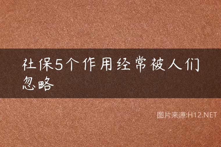 社保5个作用经常被人们忽略