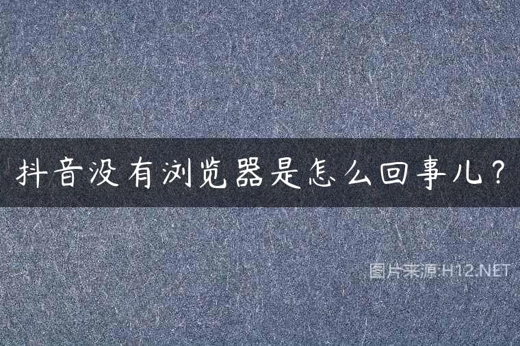 抖音没有浏览器是怎么回事儿？