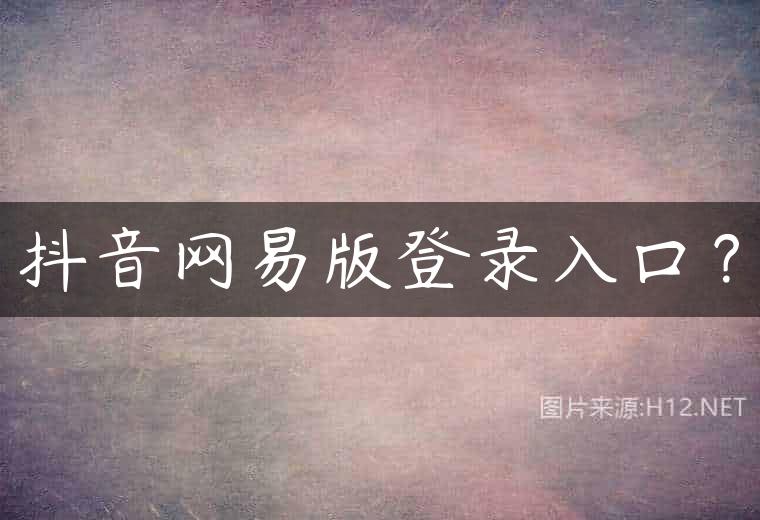 抖音网易版登录入口？
