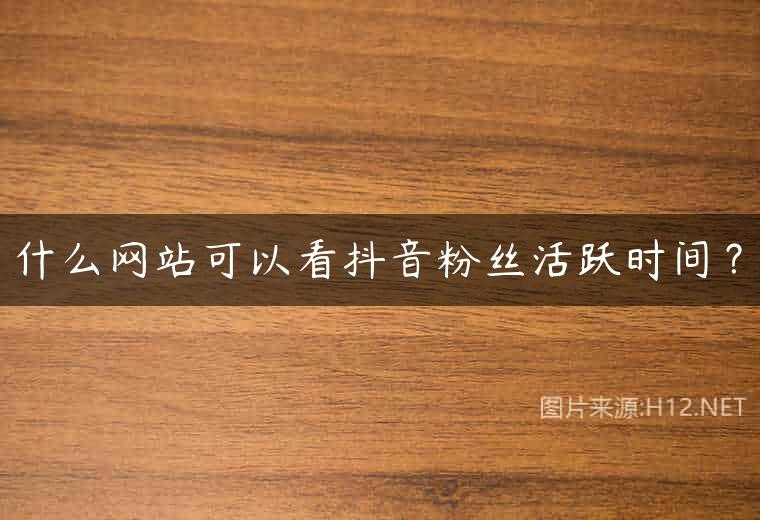 什么网站可以看抖音粉丝活跃时间？