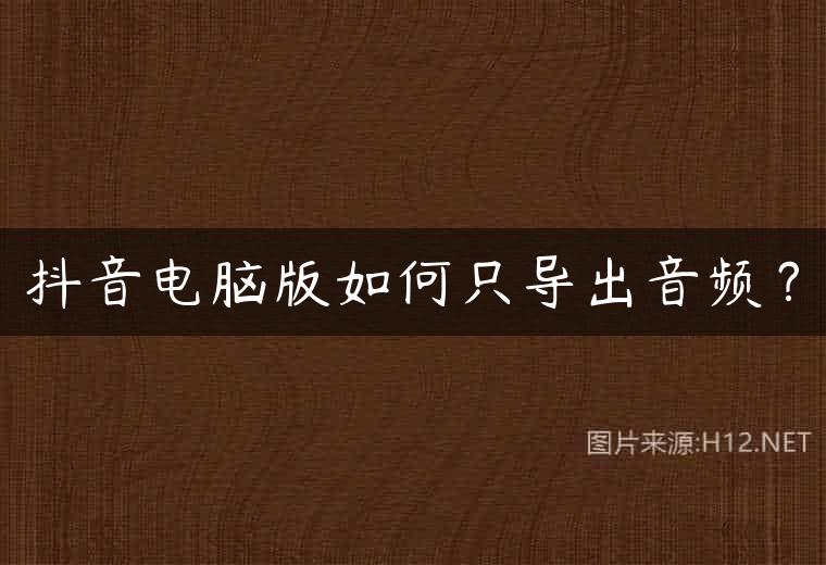 抖音电脑版如何只导出音频？