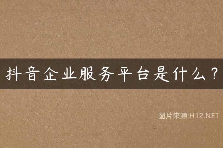 抖音企业服务平台是什么？