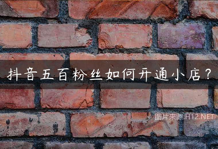 抖音五百粉丝如何开通小店？