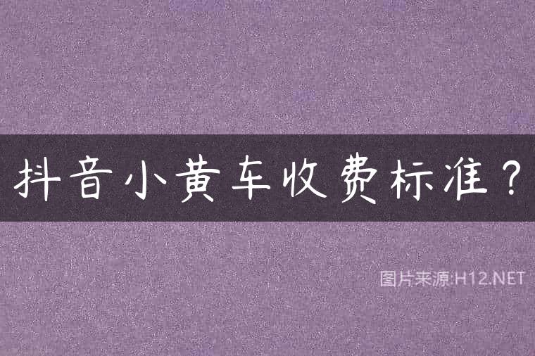 抖音小黄车收费标准？