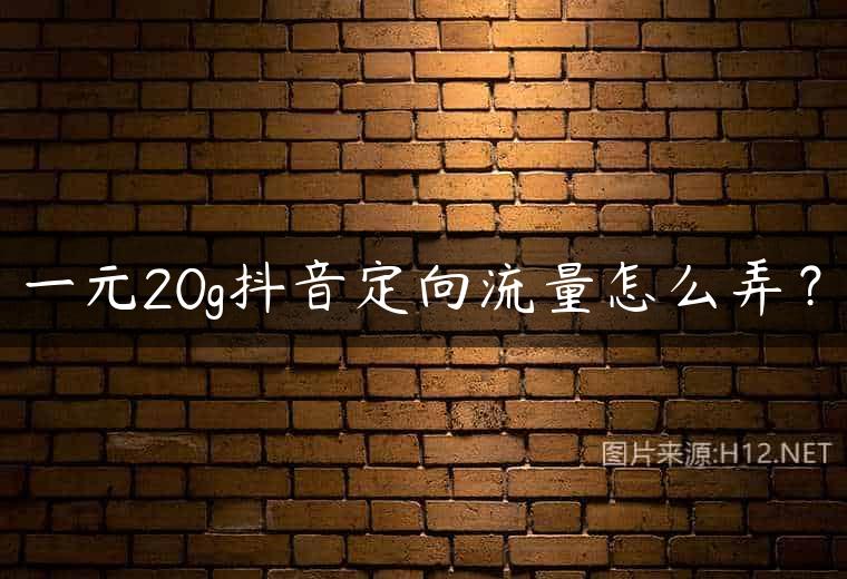 一元20g抖音定向流量怎么弄？