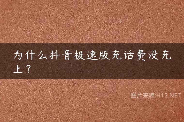 为什么抖音极速版充话费没充上？