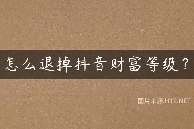 怎么退掉抖音财富等级？