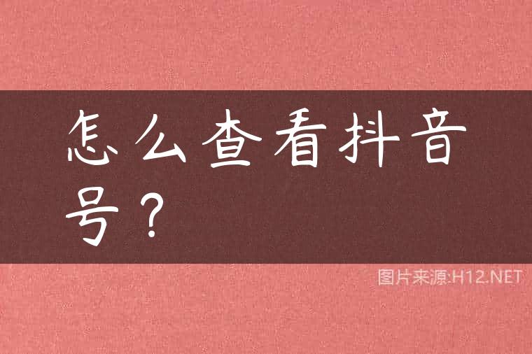 怎么查看抖音号？