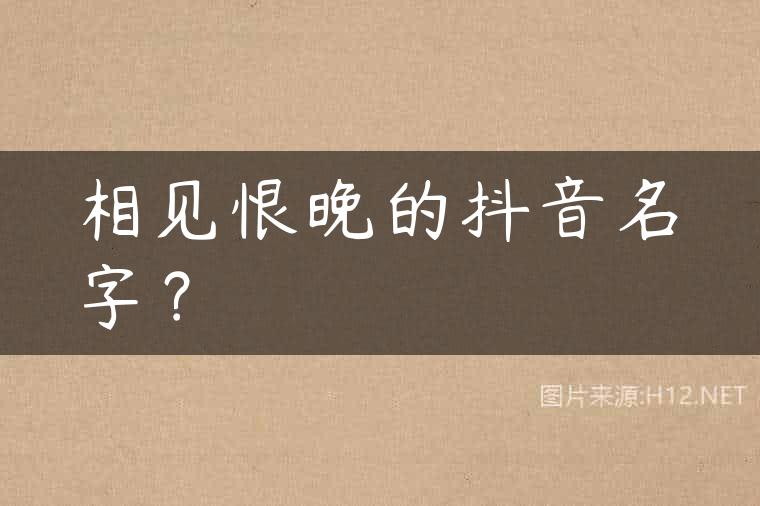 相见恨晚的抖音名字？