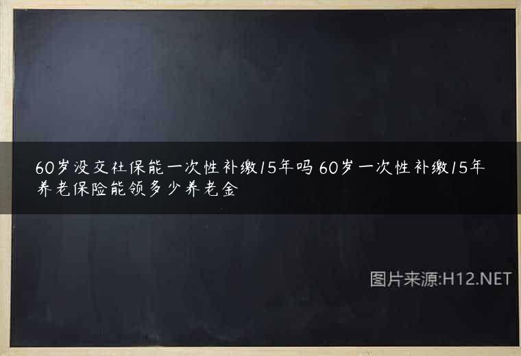 60岁没交社保能一次性补缴15年吗 60岁一次性补缴15年养老保险能领多少养老金