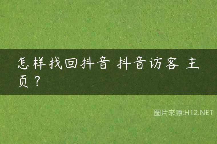 怎样找回抖音 抖音访客 主页？