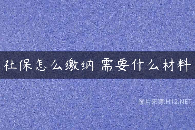 社保怎么缴纳 需要什么材料
