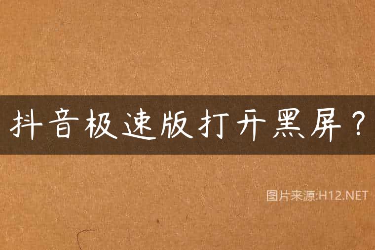 抖音极速版打开黑屏？