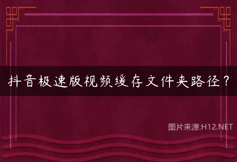 抖音极速版视频缓存文件夹路径？