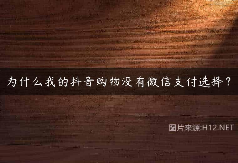 为什么我的抖音购物没有微信支付选择？