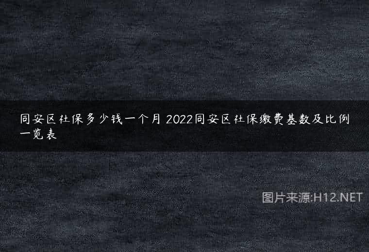 同安区社保多少钱一个月 2022同安区社保缴费基数及比例一览表