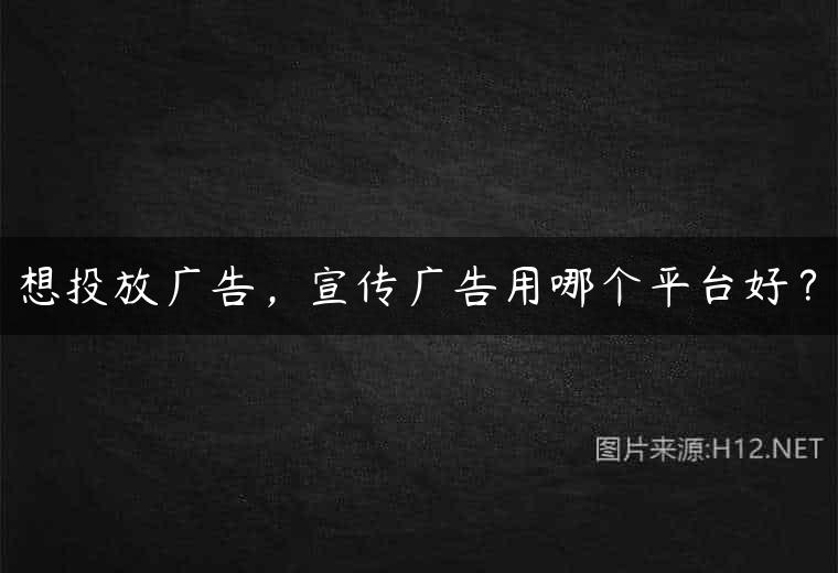 想投放广告，宣传广告用哪个平台好？