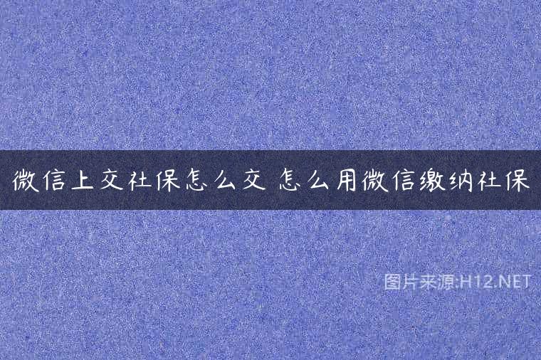 微信上交社保怎么交 怎么用微信缴纳社保