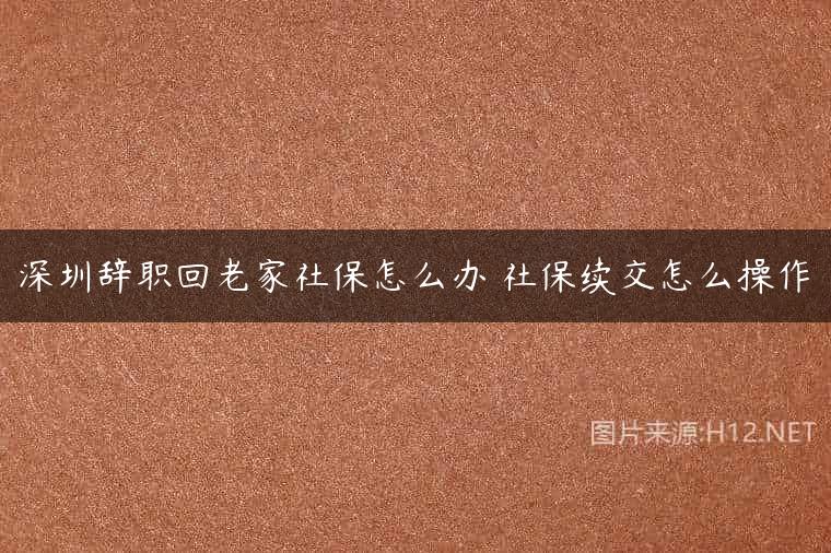 深圳辞职回老家社保怎么办 社保续交怎么操作