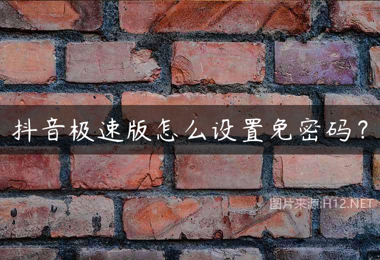 抖音极速版怎么设置免密码？
