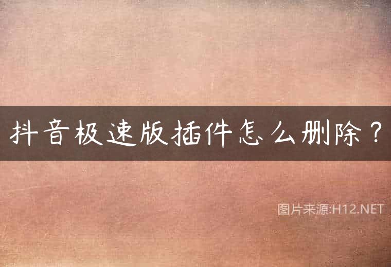 抖音极速版插件怎么删除？