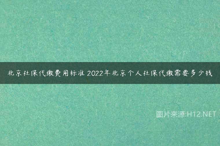 北京社保代缴费用标准 2022年北京个人社保代缴需要多少钱