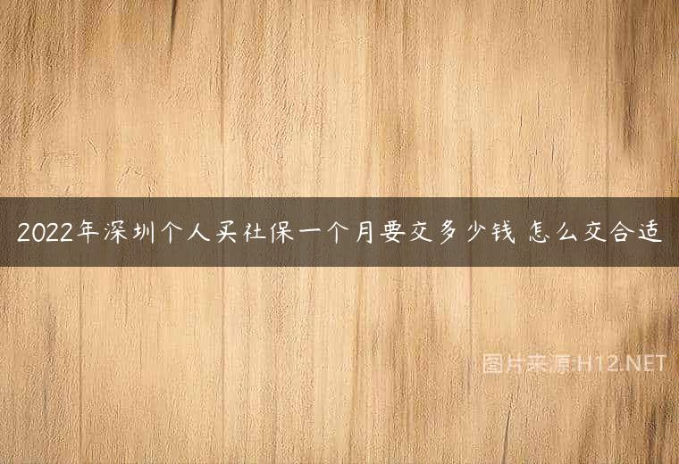 2022年深圳个人买社保一个月要交多少钱 怎么交合适