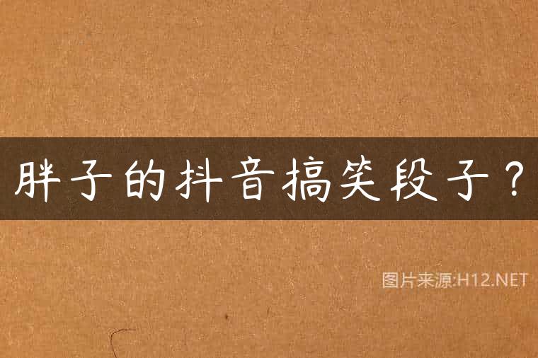 胖子的抖音搞笑段子？