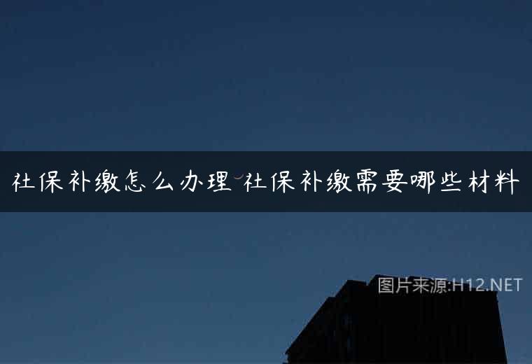 社保补缴怎么办理 社保补缴需要哪些材料