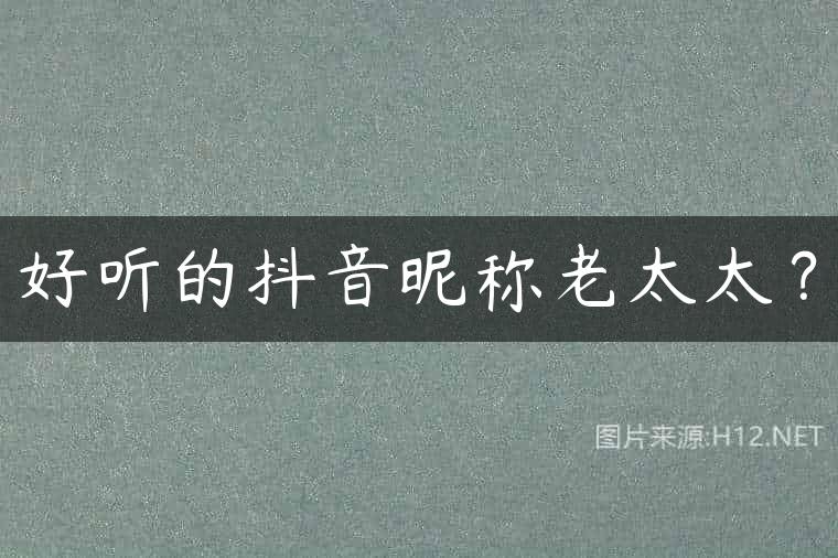 好听的抖音昵称老太太？