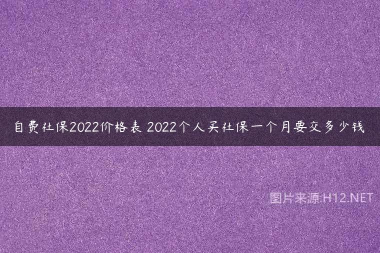 自费社保2022价格表 2022个人买社保一个月要交多少钱