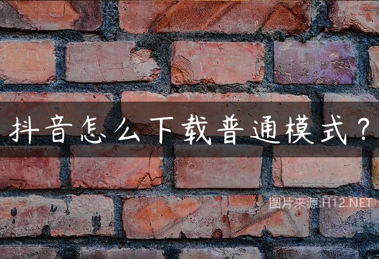 抖音怎么下载普通模式？