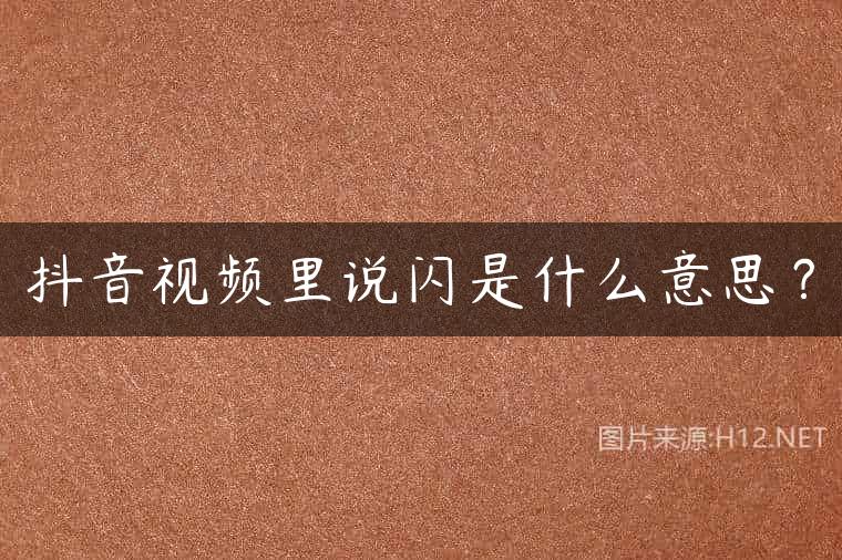 抖音视频里说闪是什么意思？