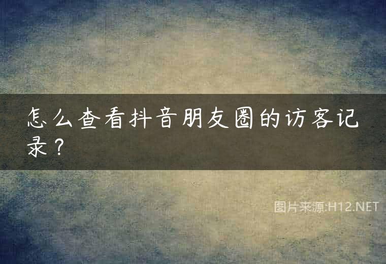 怎么查看抖音朋友圈的访客记录？
