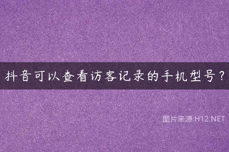 抖音可以查看访客记录的手机型号？