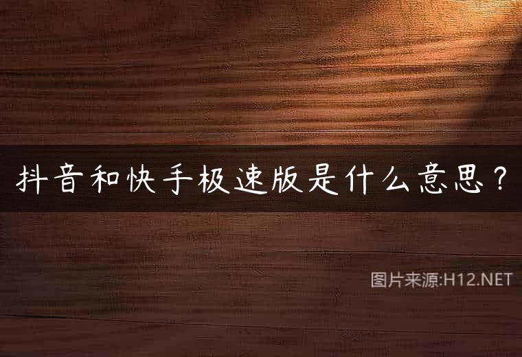 抖音和快手极速版是什么意思？