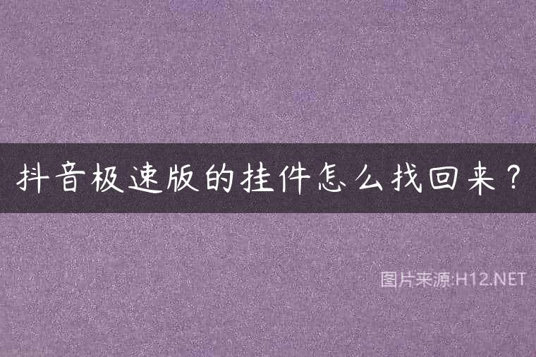 抖音极速版的挂件怎么找回来？