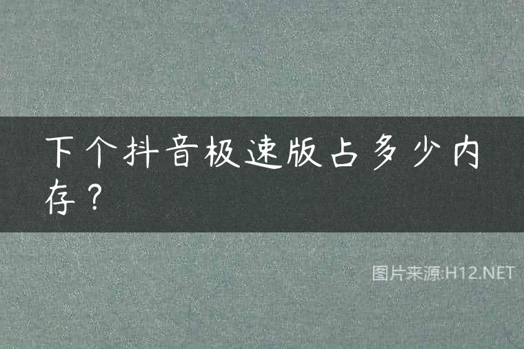 下个抖音极速版占多少内存？