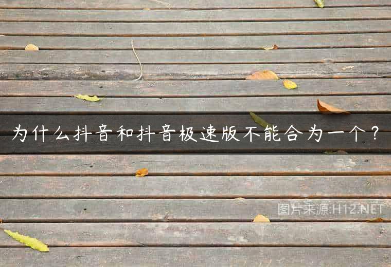 为什么抖音和抖音极速版不能合为一个？