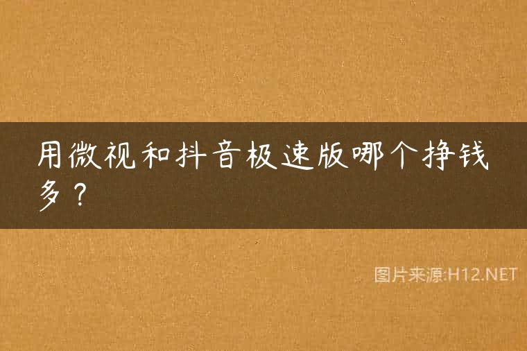 用微视和抖音极速版哪个挣钱多？