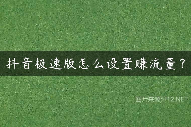 抖音极速版怎么设置赚流量？