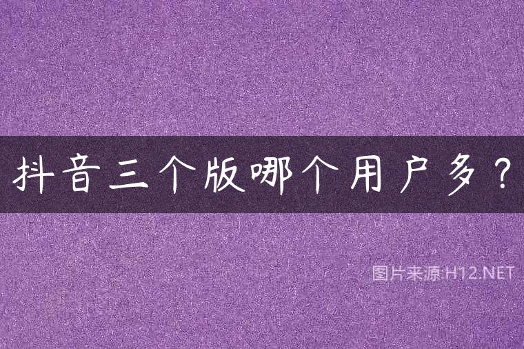 抖音三个版哪个用户多？