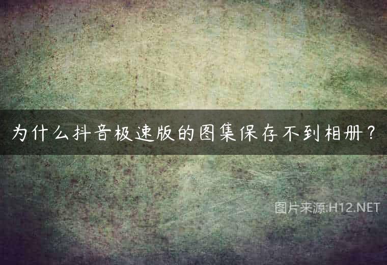 为什么抖音极速版的图集保存不到相册？