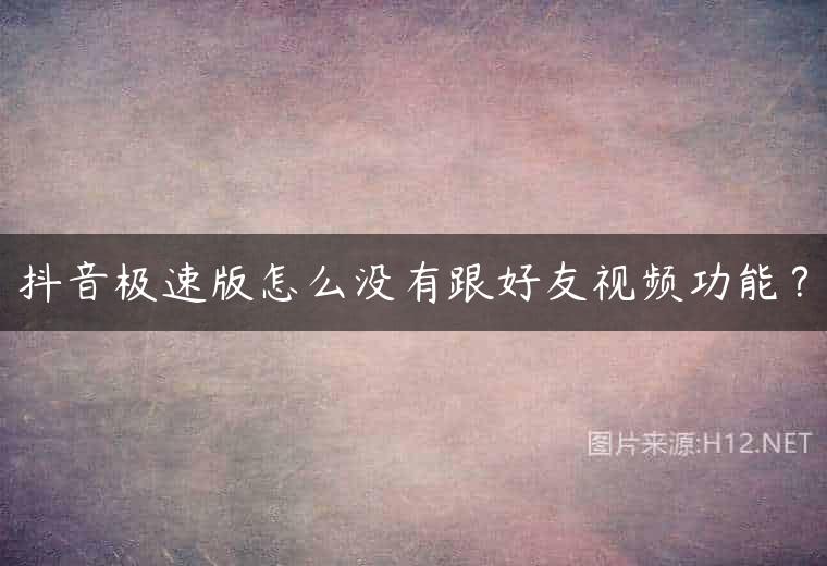 抖音极速版怎么没有跟好友视频功能？