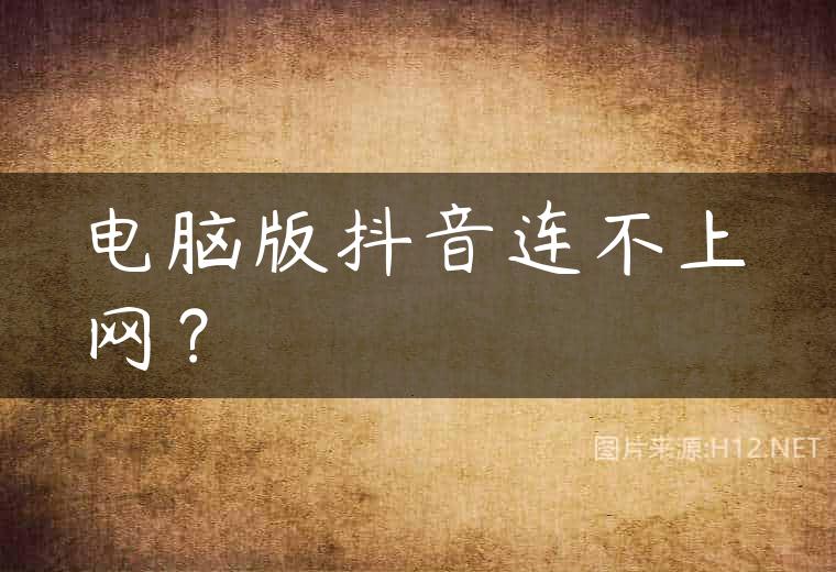 电脑版抖音连不上网？