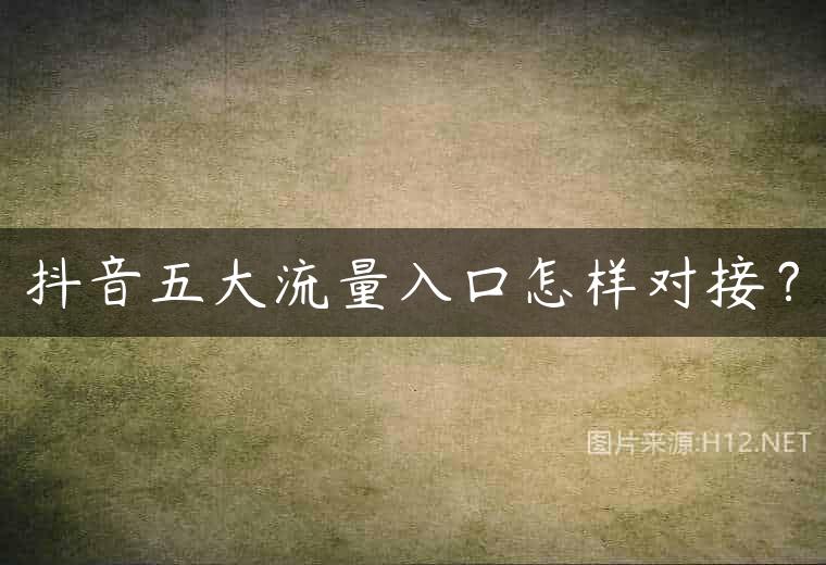 抖音五大流量入口怎样对接？