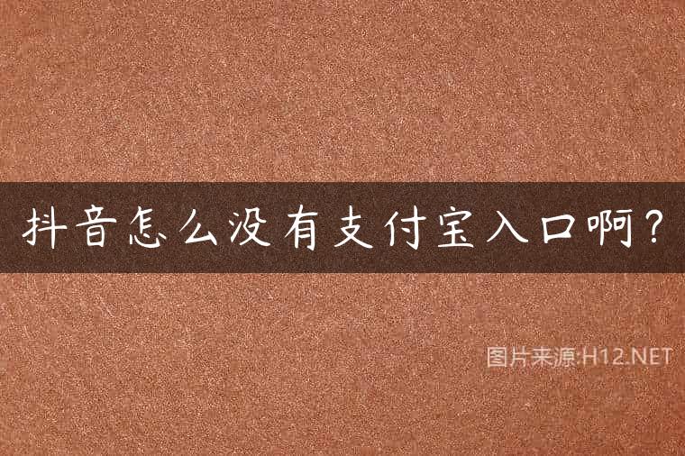 抖音怎么没有支付宝入口啊？