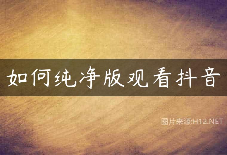 如何纯净版观看抖音