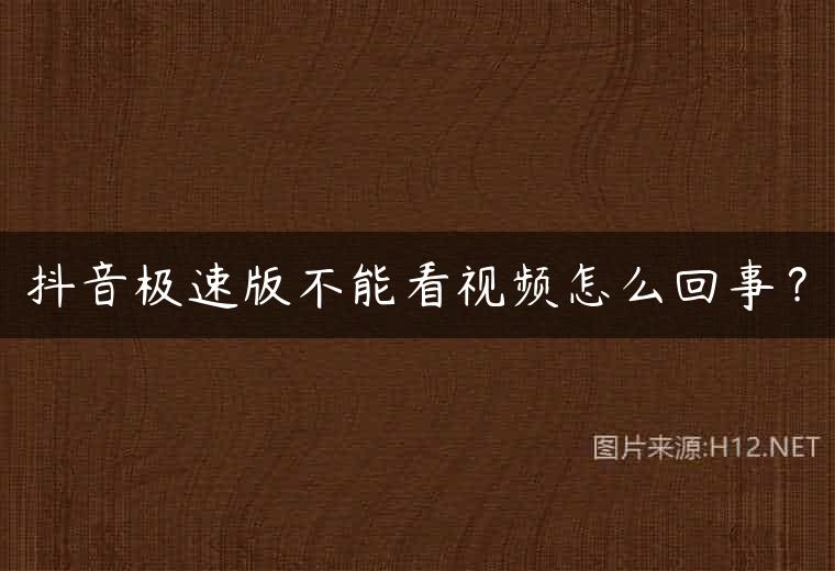 抖音极速版不能看视频怎么回事？